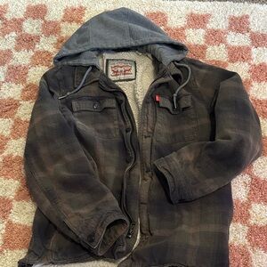 Levi's Men's Sherpa-lined Hooded Jacket - Black and Gray